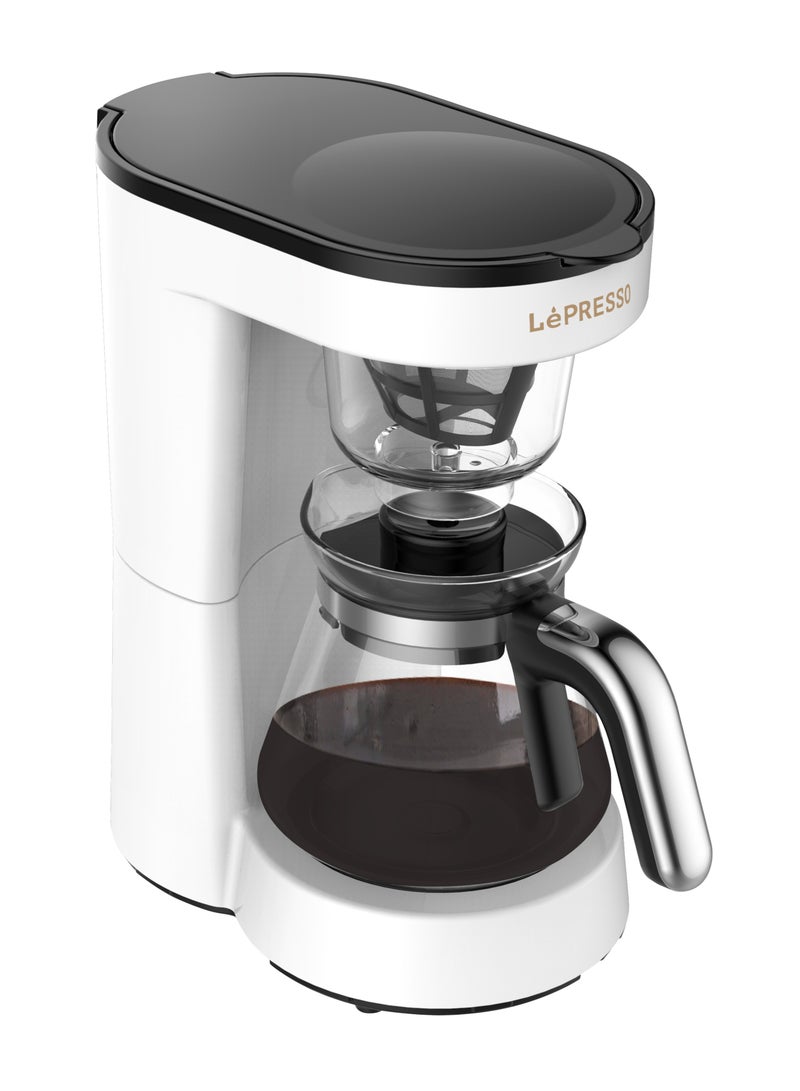 LePRESSO Transparent Drip Coffee Machine with BS Plug 0.75L Coffee Maker 700W Fast Brewing / 40Min Keep Warm / Automatic Coffee Brewer / Home Kitchen Coffee Appliance / Auto Shut-Off Coffee Machine - White - Image 1